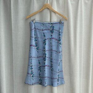 Blue Floral Midi Skirt Size Medium Slip Skirt